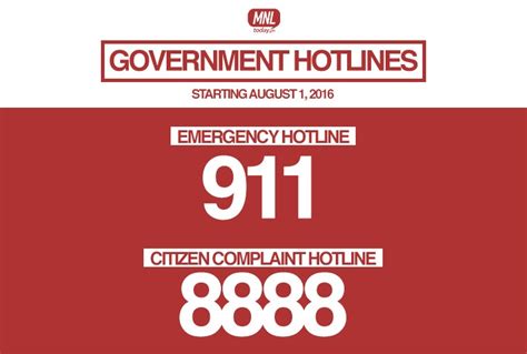 Coming in August: 8888 complaint hotline, 911 for emergencies .